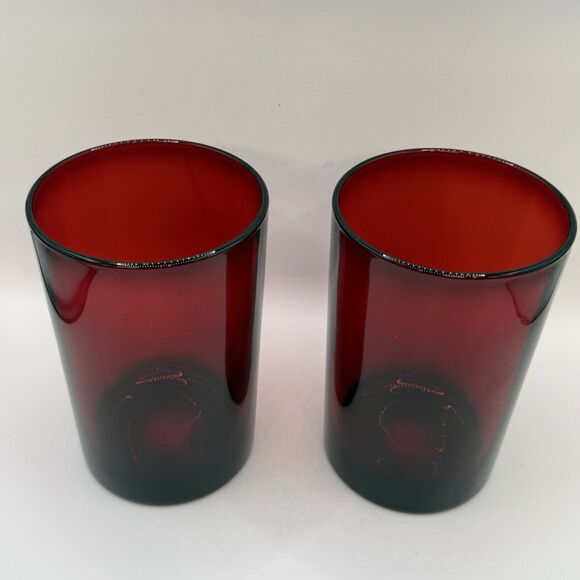 2 Arcoroc Classique Ruby Red Tumbler Drinking Glasses 5 ⅛” 16oz - Picture 2 of 8